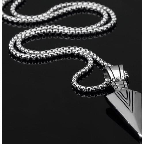 Stainless Steel Spearhead Pendant Necklace Men Trendy Vintage Weapon Arrow Necklace Boys Punk Jewelry Fashion Accessories