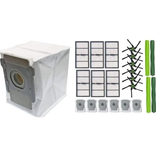 10 Pcs Vacuum Bags for IRobot Roomba & 1 Set Robot Vacuum Cleaner Multi-Surface Rubber Brushes