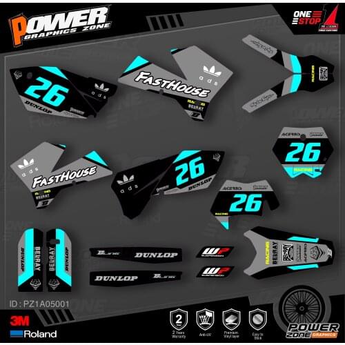 PowerZone Custom Team Graphics Backgrounds Decals 3M Stickers Kit For KTM SX SXF MX 05-06 EXC XCW Enduro 05-07 125 to 500cc 01