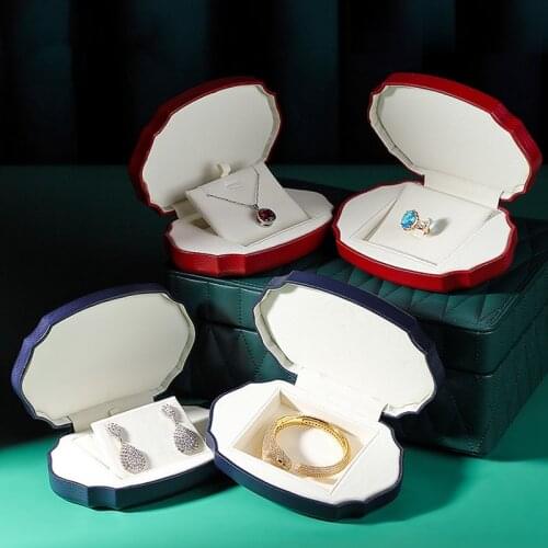 Luxury Pendant Ring Box Leather Earring Necklace Jewelry Case Storage for Proposal Wedding Engagement Gift Packaging