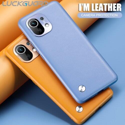 Luxury Leather Case For Xiaomi Mi 11 Shockproof Fundas For Xiaomi 11 Mi 11 Full Cover Back Camera Case For Mi11 Silicone Bumper