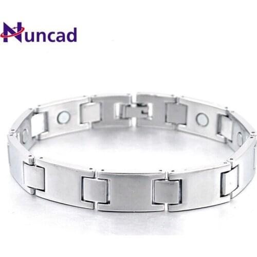 Sliver Color White K Copper Men Magnetic Bracelet Watch Chain Style Charm Bracelet Fashion Jewelry Men Boyfriend Gift