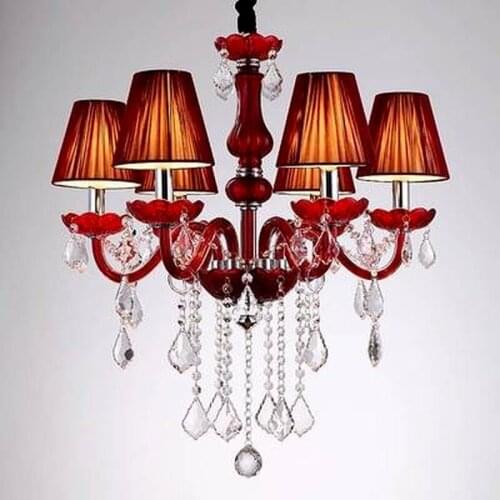 Modern Red Crystal Chandelier K9 Crystal 110~240V lustre de cristal chandelier for Kitchen Dining room lighting lustre para sala