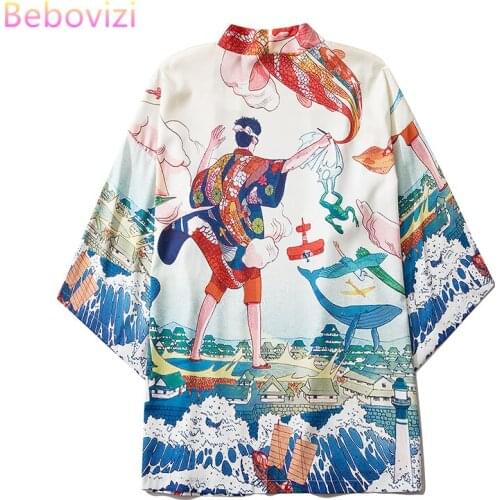 M-XXL Loose Kimono Cosplay for Mens Women Japanese Style Cartoon Streetwear Robe Summer Japan Cardigan Tops Yukata Haori Clothes