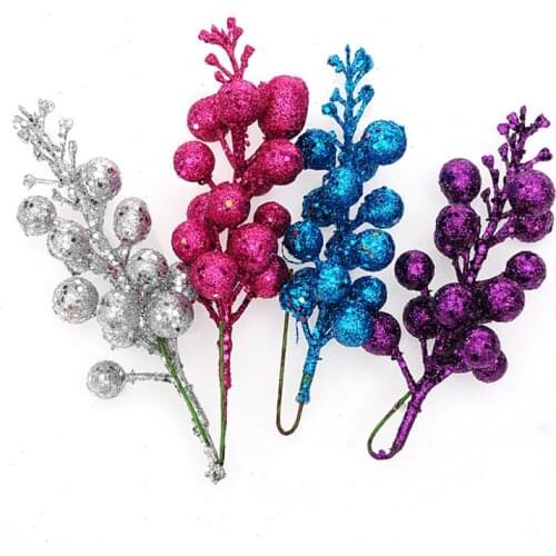 Christmas Tree Decoration Fruit Christmas Wreath Rattan Decoration Accessories Gold Powder Sequins Simulation Cherry Berry