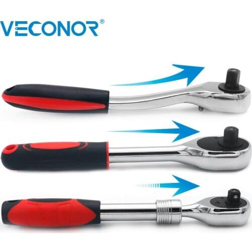 Veconor1/4" 3/8" 1/2" High Torque Ratchet Wrench for Socket 24 Teeth Quick Release Wide Used Professional Hand Tool Chrome Steel