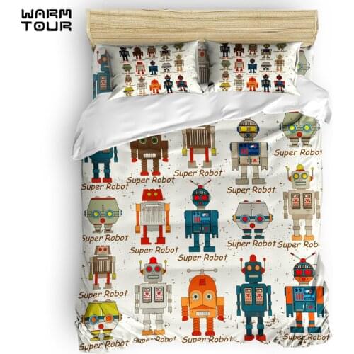 WARMTOUR Duvet Cover Robot Animation Wallpaper Cartoon Duvet Cover Set 4 Piece Bedding Set For Beds DHL Shipping Methods