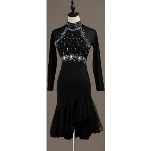 Custom Sexy Latin Dance Dress Long Sleeve Cha Cha Samba Rumba Salsa Professional Dancing Wear For Women Ballroom Tango Dresses