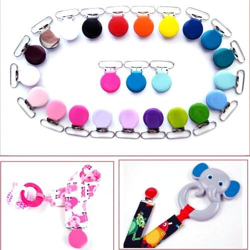 1'' 25mm Wide Round Metal Pacifier / Garment Enamel Painted Colored Pacifier Clips/ Suspender Clips