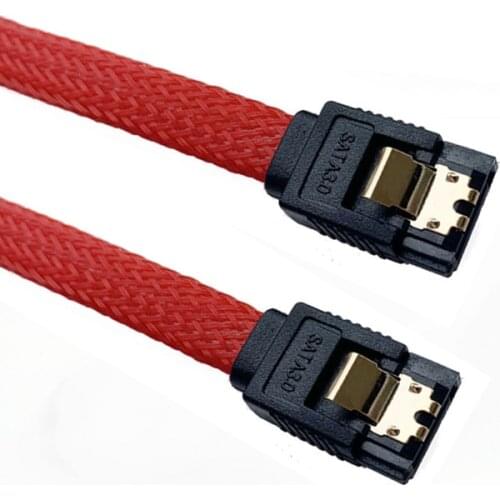18inch Red SATA 3.0 III SATA3 7pin Data Cable 6Gb/s SSD Cables HDD Hard Disk Data Cord with Nylon Sleeved Premium Version