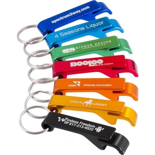 200pcs Engraved Aluminum Bottle Opener Keychain Personalized Keyring Souvenir Party Favor Promotional Gift Custom Logo