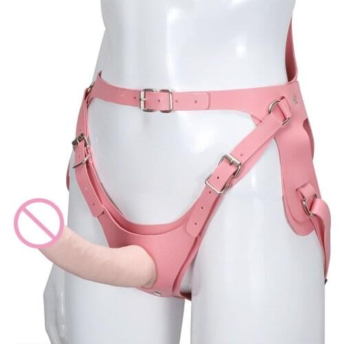 2019 Adjustable Pink Leather Strapon Pants Lesbian Sex Toys Can Strapon Dildo Female Masturbator Adults Sex Toys Pants