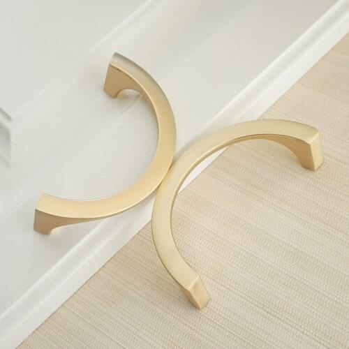 3.75" Semicircular Brass Cabinet Handles Metal Drawer Pulls Door Pull Handles Wardrobe Cupboard Handles Simply Modern 96mm