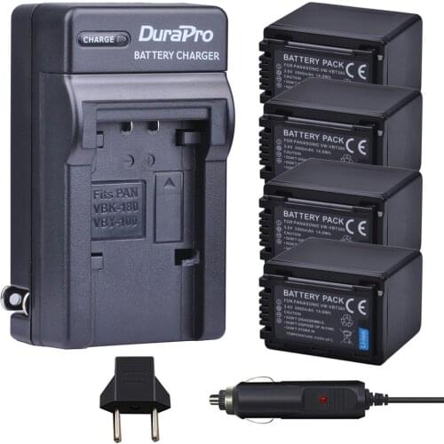 4pc VW-VBT380 VW VBT380 Li-ion Battery + Car Charger for Panasonic HC-V180GK HC-V380GK HC-W580GK HC-W580MGK HC-V110 HC V130 160