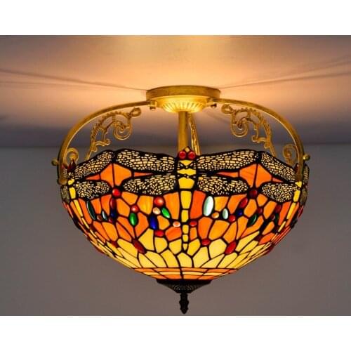 40cm European-Style Creative Orange Multi-Color Glass Restaurant Bedroom Aisle Corridor Bathroom Glass Semi-Ceiling Lamp