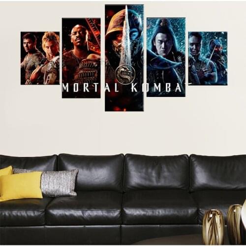 5 PCS Game Painting Morden Art Prints Mortal Kombat Wallpaper Home Decor Canvas Murals Wall Cover Posters Spray Paintings