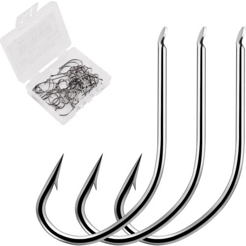 50pcs/ box High Carbon Steel Fishing Hook Maruseigo Fishhooks Durable Pesca Jig Head Fishing Hooks Flat head Carp Fishing Tackle