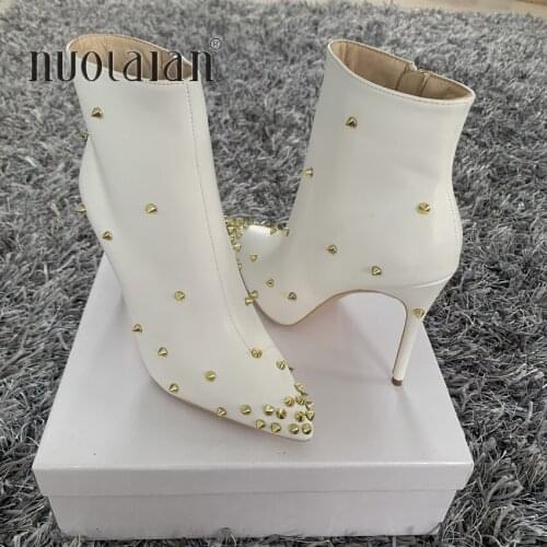Brand fashion high heels women boots sexy rivet night club party shoes woman short autumn winter ladies shoes boots