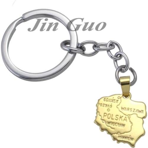 Poland map key chain & key ring country map jewelry