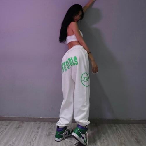 Baggies Hip-hop High-waist Casual Pants Red Large Size Fried Street Sweat pants Loose Korean Style Women Bottoms Pants 2020