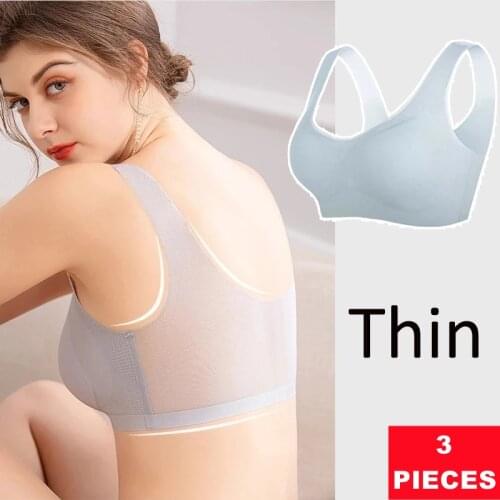 3Pcs Push Up Bra Ultra Thin Plus Size Net Yarn Seamless Womens Bras Underwear Big Size Lace Silk Breathable Female Bra Camisole