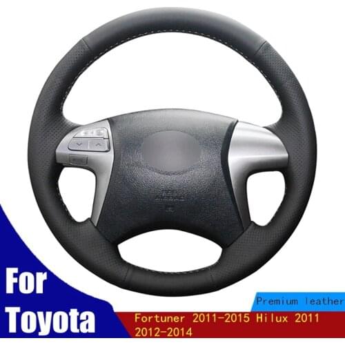 DIY Car Steering Wheel Cover Soft Black PU Artificial Leather For Toyota Fortuner 2011-2015 Hilux 2011 2012 2013 2014 2015
