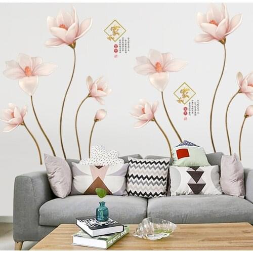 DIY Modern Wall Stickers Flowers Chinese Style Home Decor Art Wall Decals Bedroom Living Room Wall Decoration Removable Mural