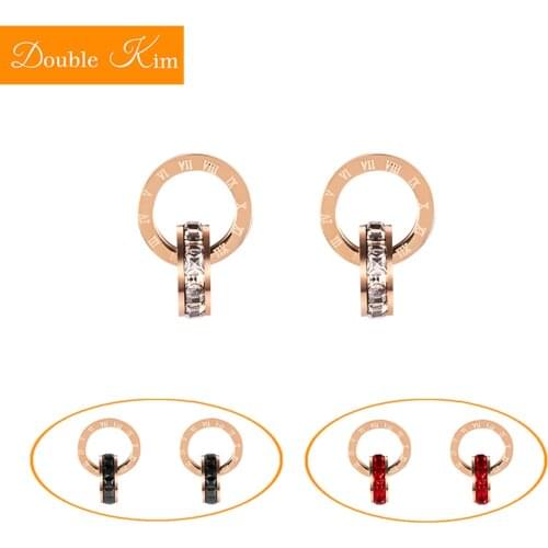 Double Loop Stud Earrings Titanium Stainless Steel Earring Antiallergic No Harm to Skin Fashion Trendy Women Jewelry Gift