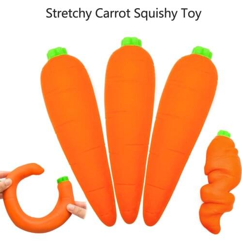 Stretchy Banana and Carrot Stress-Relief Toys Stretchy Glue-Sand Filled Rubber Banana and Carrot Sensory Fidget Squeeze Toys