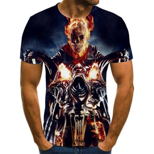 Summer fashion 3d anime ghost rider figure mens t-shirt hot-sale breathable horror manga ghost rider graphic t-shirt for men