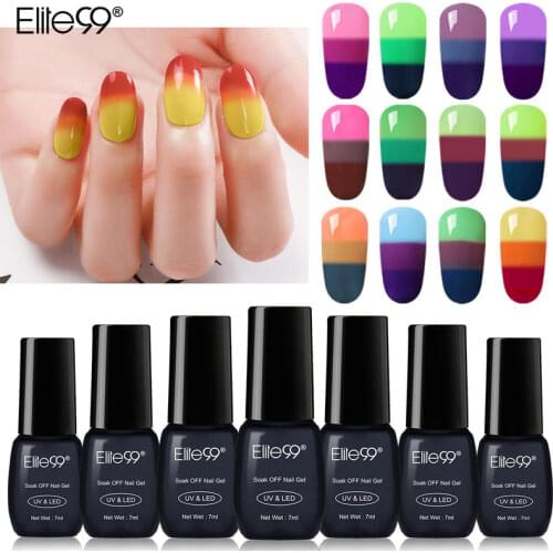 Elite99 7ml 3 Layers Chameleon UV Gel Lacquer Thermal Color Nail Gel Polish Hybrid Nails Enamel Temperature Changeable Varnishes
