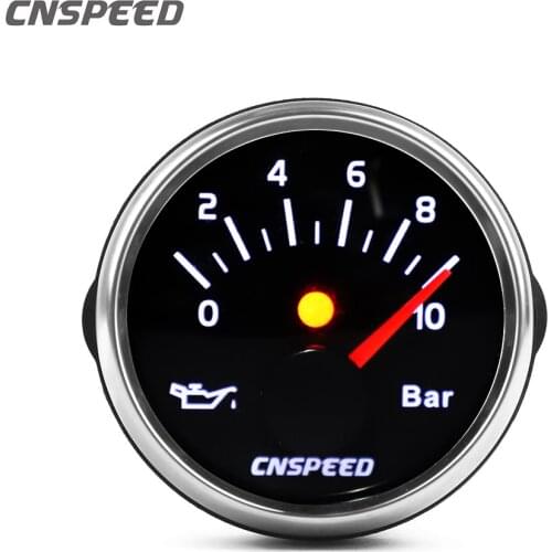 2 "52mm Racing Car Oil Pressure Gauge 12v 0-10bar /0-80psi Oil Pressure Meter Sensor Pointer Backlight White / Amber Led