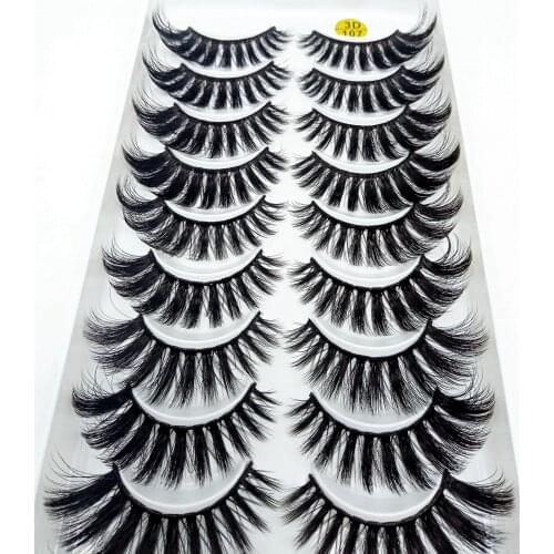 HBZGTLAD 10pairs 3D Mink Lashes Natural Long False Eyelashes Dramatic Volume Fake Lashes Makeup Eyelash Extension Silk Eyelashes