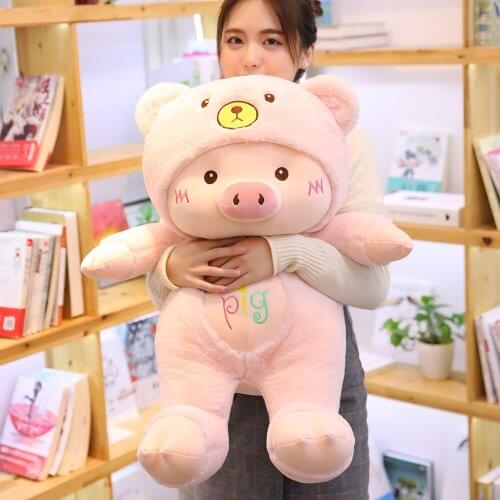30-60cm Lovely Pig Plush Toy Creative Cosplay Cat&Bear&Dog Doll Soft Stuffed Animals Toy for Children Baby Kawaii Birhtday Gift