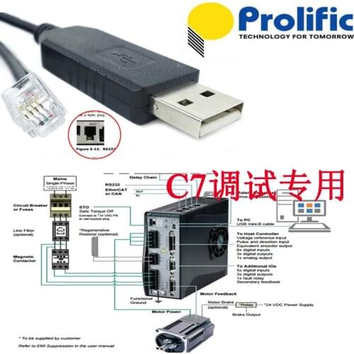 Prolific USB rs232 to rj9 4p4c for Servotronix CDHD ServoStudio C7 Console Cable Config Kable