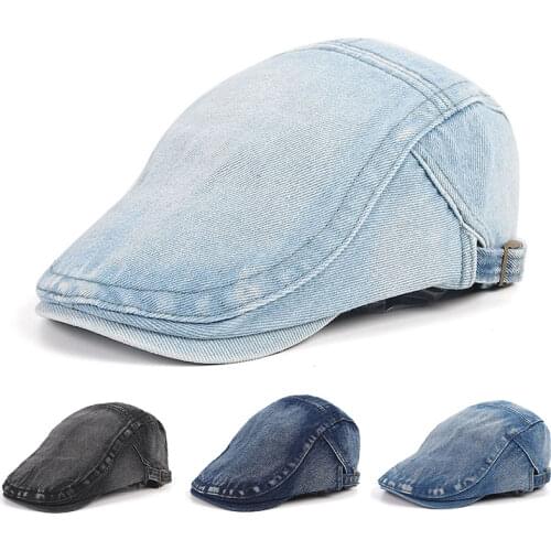 Classical Denim Beret Hat Homme Flat Caps For Men Women 2020 Casual Summer Newsboy Ivy Caps Adjustable Cabbie Jeans Berets Caps