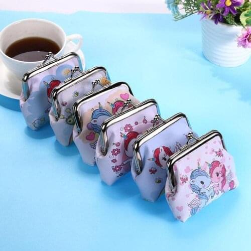 6pcs Lovely Animal Unicorn Coin Purse Cartoon Pattern Girls Purses Women Purses Little Girls Purses leather Doll for Girls toys