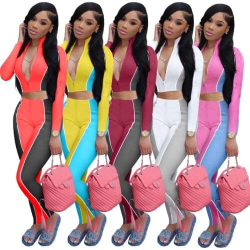 Echoine Womens Sportwear Patchwork Sweatsuit Set Track Jacket Legging Pants Set Active Tracksuit Matching Two Piece Outfits