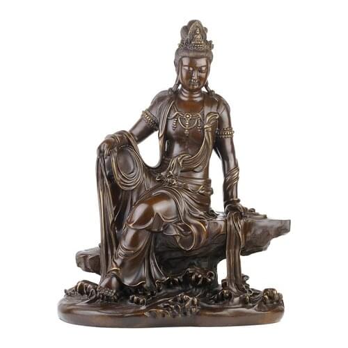 A copper Buddha statue Guanyin ornaments peace Home Furnishing evil Feng Shui