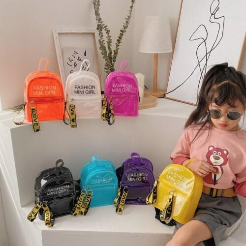 Cartoon cute candy color waterproof shoulder small backpack transparent jelly bag girl and boy