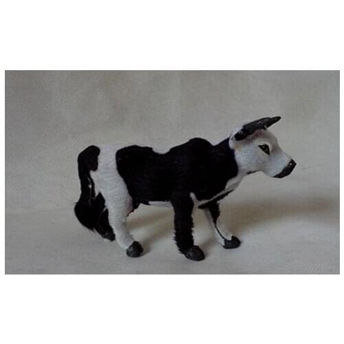 Simulation cutecattle 14x5x9cm toy model polyethylene&furs cattle model home decoration props ,model gift d202