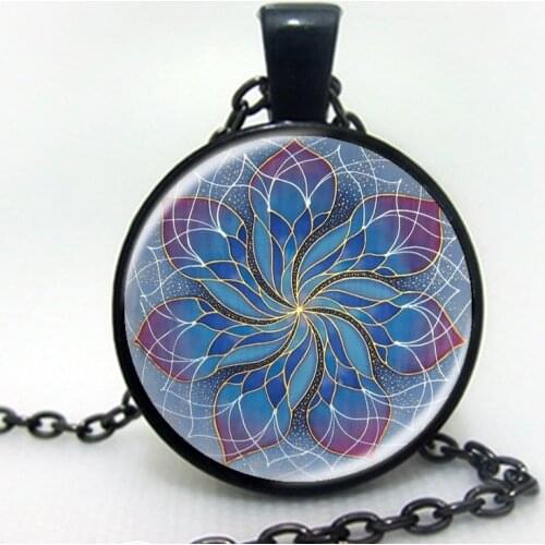 Fashion cabochon bronze necklaces jewelry mandala flower pendant & necklace henna yaga necklace om symbol buddhism zen