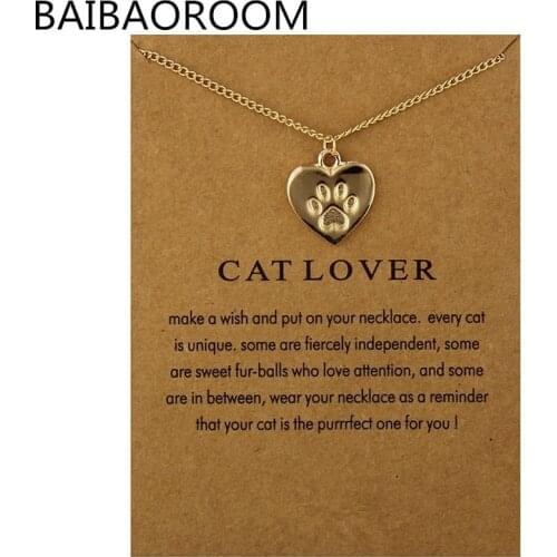12pcs Fashion Jewelry Reminders Cat Lover Friendship Heart Charm Necklace For Women