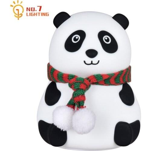 Cartoon Panda Silicone Touch Pat Lamp Colorful LED Night Light Bedside Table Lamps for Bedroom Baby Care/Feeding Birthday Gift
