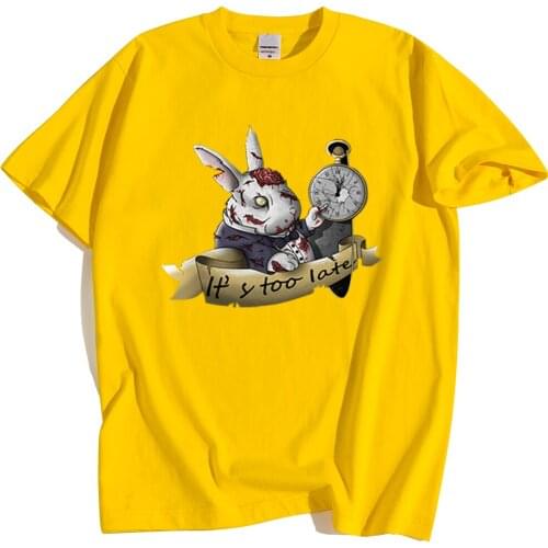 The White Zombie Rabbit Funny Prints Mens T-Shirt Hip Hop Anime Clothes Loose Breathable Tshirts Casual Oversize T-Shirt Man New