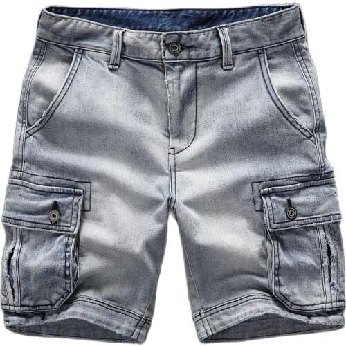 New Fashion Jeans Shorts Men Casual Cargo Shorts Denim Fabric Distressed Classic Straight Shortt Pants Streetwear Male Clothing