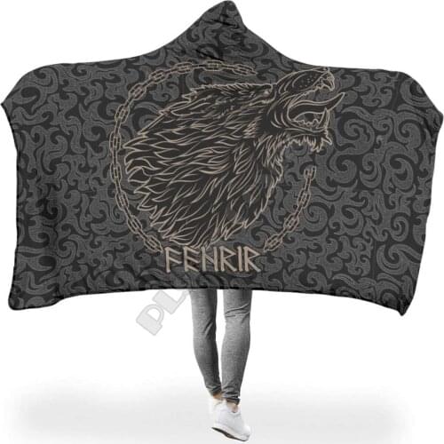 Viking Tattoo Hooded Blanket 3D printed Wearable Blanket Adults Kids Various Types Hooded Blanket Wearable 13