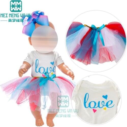 Clothes for doll fit 43cm baby new born doll fashion Birthday dress gauze skirt
