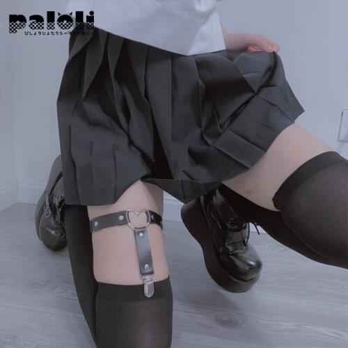 Paloli European And American Fashion Punk Gothic With Heart Hollow Sexy PU Leather Garter Bondage Belts Cool Girl Ling Ring