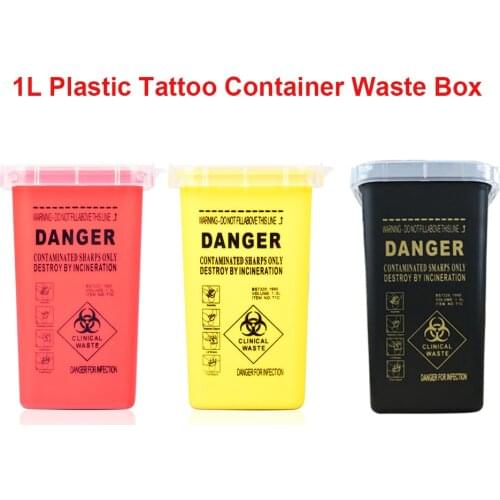 1L Plastic Tattoo Container Waste Box Buckets Collection Barrels For Disposable Tattoo Needle Tips Accessories Tattoo Supplies